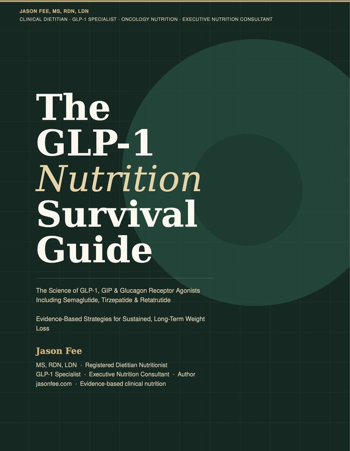 The GLP-1 Nutrition Survival Guide by Jason Fee, MS, RDN, LDN, book cover